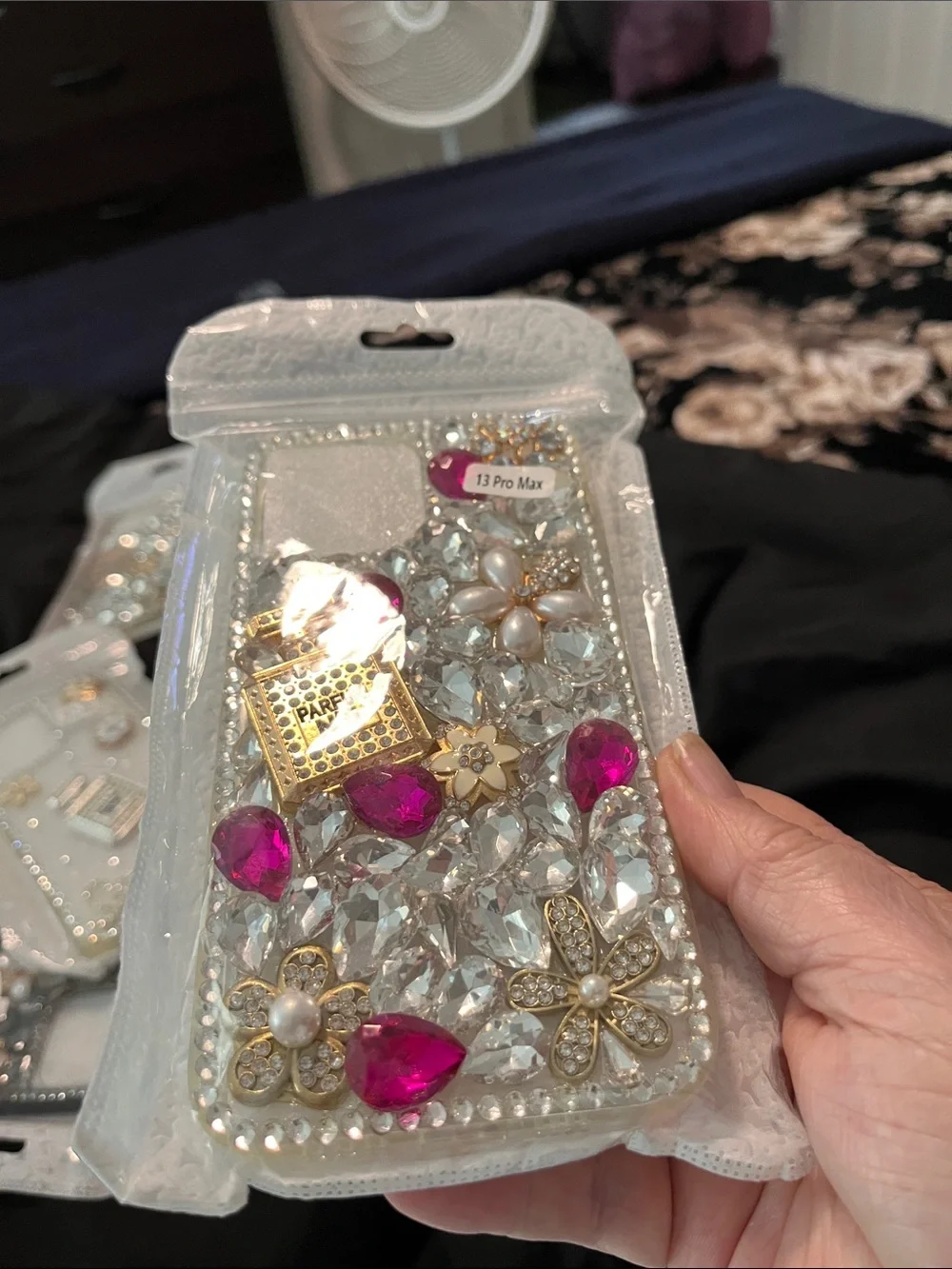 Bejeweled Pink & Clear Crystal Phone Case for 13 Pro Max